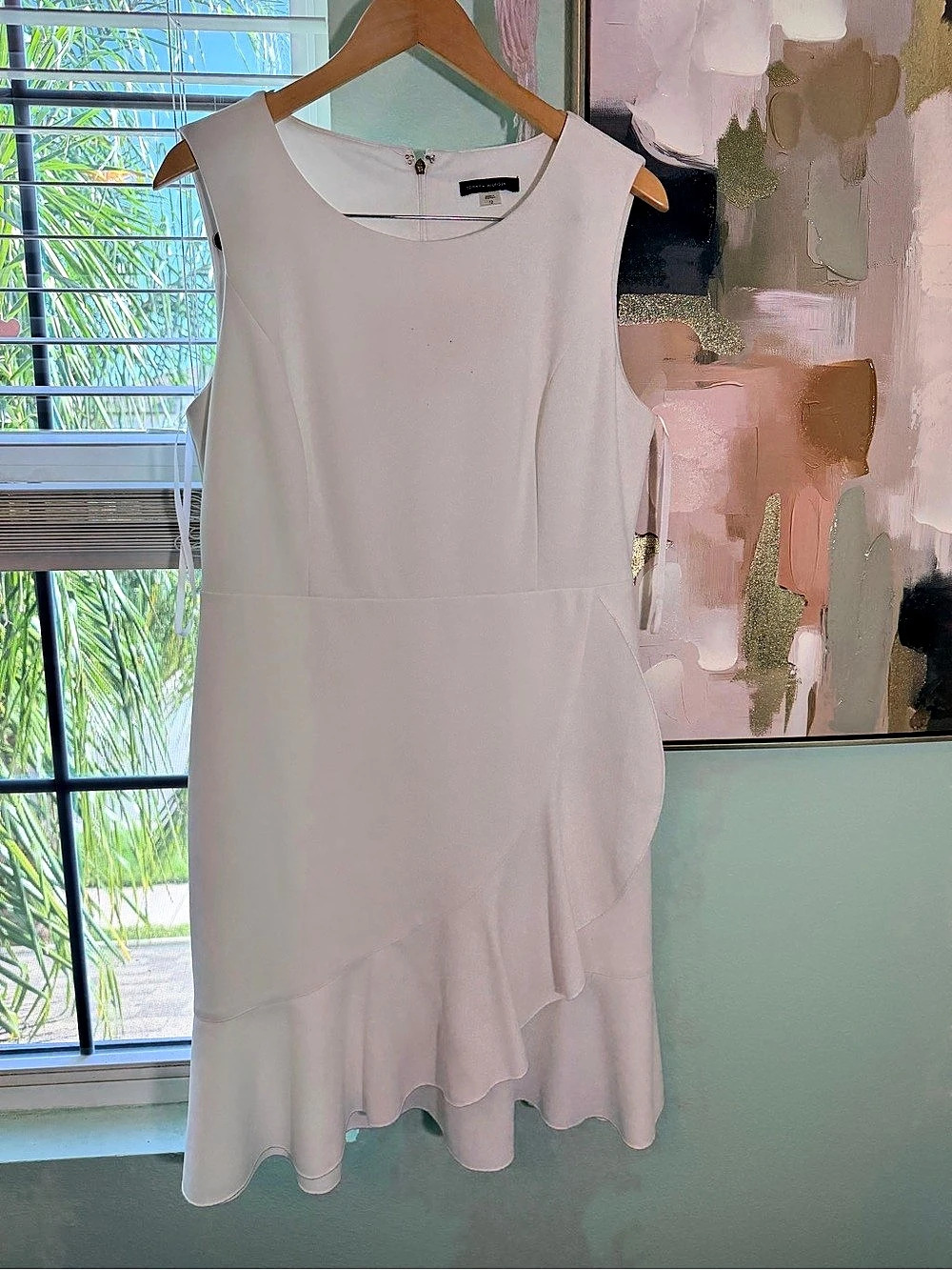 Tommy Hilfiger Ruffle Hem Dress in White Like New